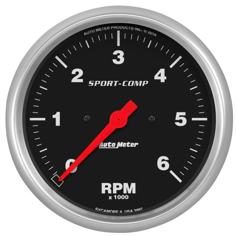 AutoMeter Sport - Comp 5in. 0 - 6K RPM In - Dash Tachometer Gauge Universal | 3997 - JDMuscleTachometersatm3997