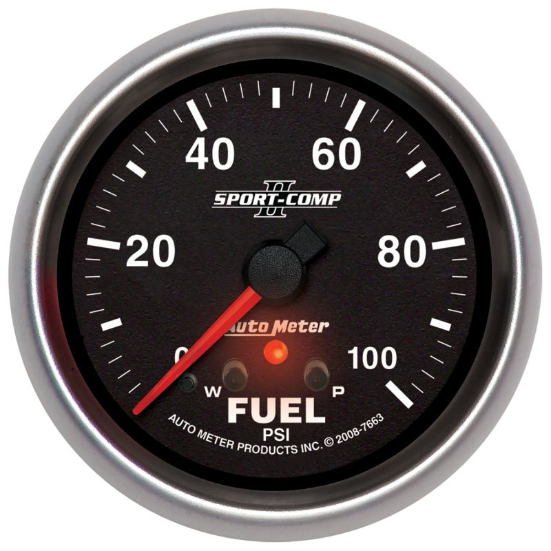 Autometer Sport - Comp II 2 - 5/8in 0 - 100 PSI Full Sweep Electronic Fuel Pressure Gauge Universal | 7663 - JDMuscleFuel Pressure Regulator Gaugesatm7663