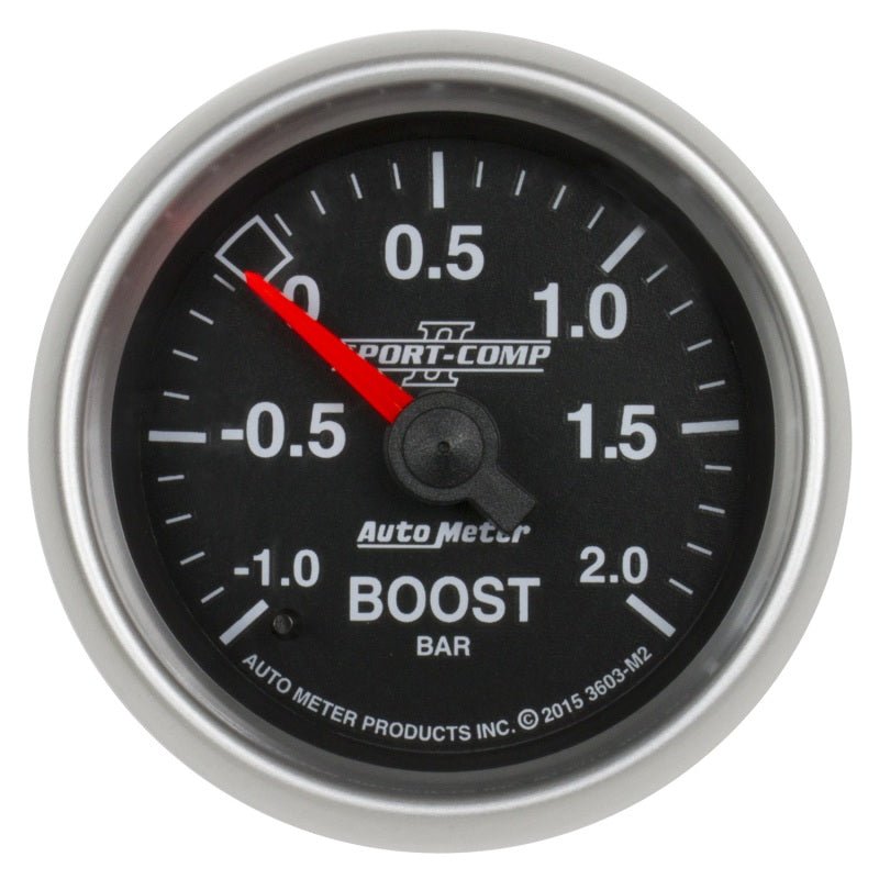 Autometer Sport - Comp II Gauge Vac/Boost 2 1/16in - 1 - +2 Bar Mechanical Universal | 3603 - M2 - JDMuscleBoost Gaugesatm3603-M2