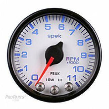Autometer Tachometer Gauge, 0-11,000 RPM, White Dial, Clear Lens, Black Bezel, 2 1/16" - Universal