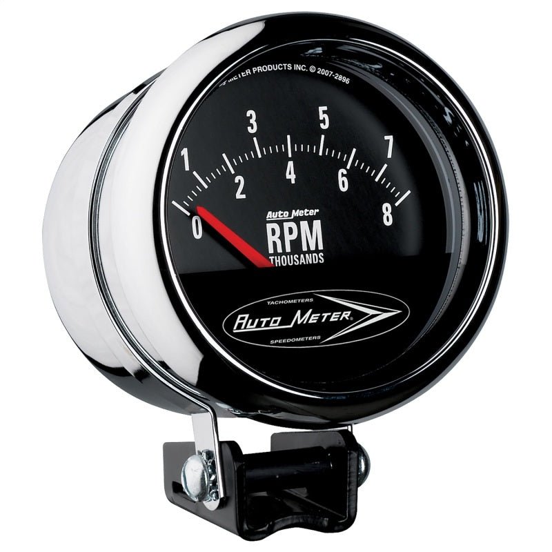 Autometer Traditional Chrome 3 - 3/4in 8k w/ Retro Short Sweep Tachometer Universal | 2897 - JDMuscleTachometersatm2897