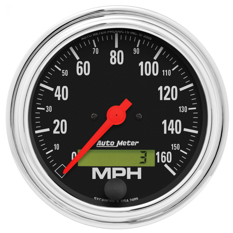 Autometer Traditional Chrome 3 - 3/8in 160 MPH Electric Speedometer w/ LCD Odometer Universal | 2489 - JDMuscleBoost Gaugesatm2489