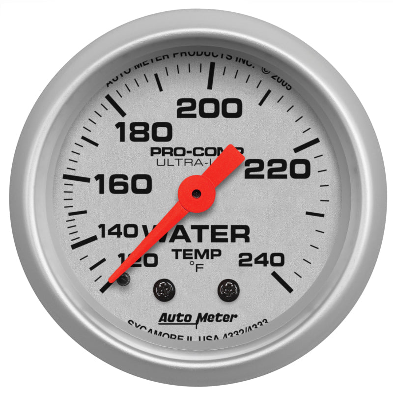 Autometer Ultra - Lite 52mm 120 - 240 Deg F Mechanical Water Temperature Gauge 12' Tubing Universal | 4333 - JDMuscleTemperature Gaugesatm4333