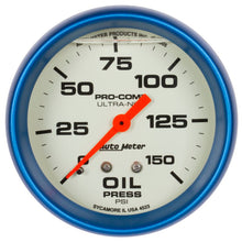 Autometer Ultra - Nite 2 - 5/8in 0 - 150 PSI Liquid Filled Mechanical Glow In Dark Oil Pressure Gauge Universal | 4223 - JDMusclePressure Gaugesatm4223