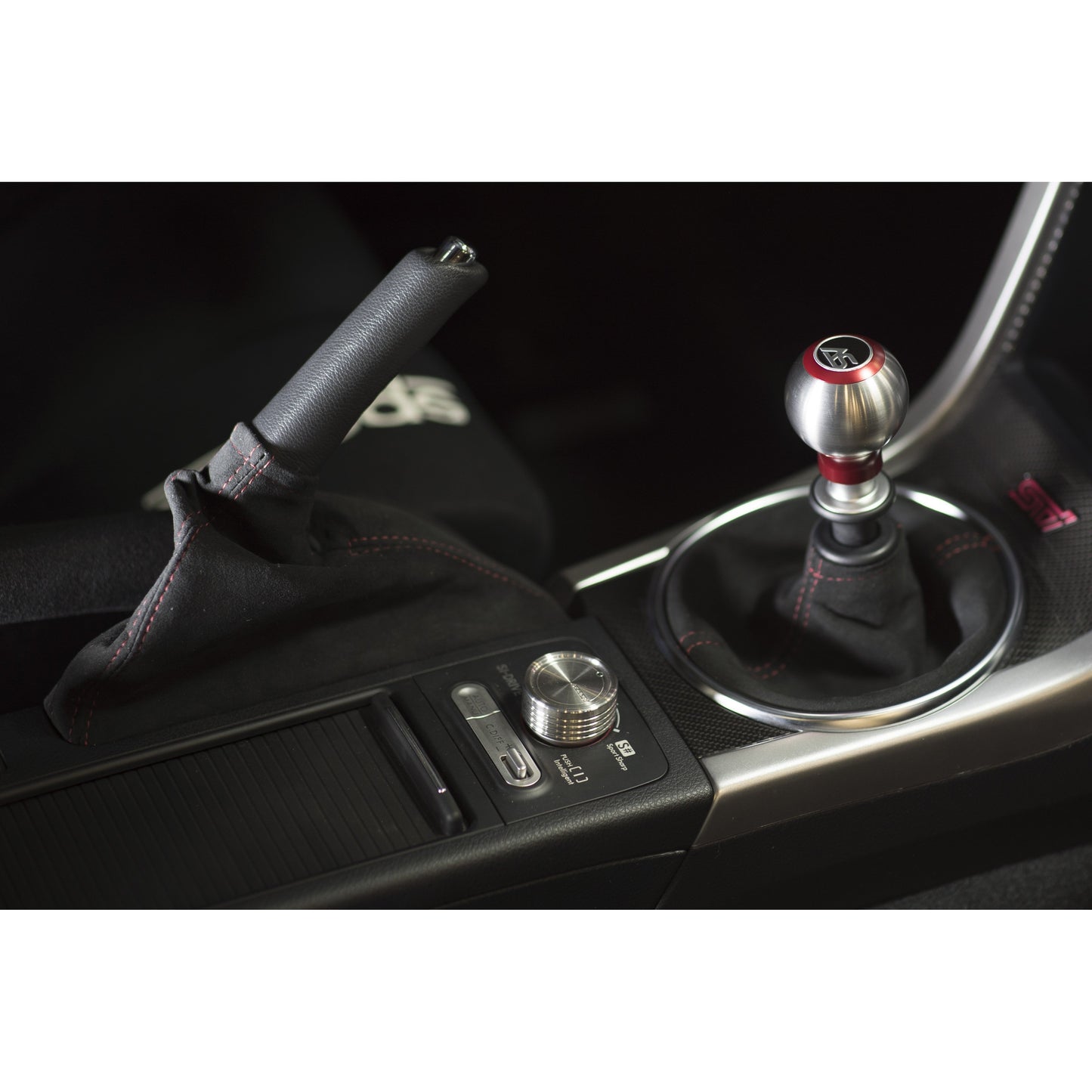 AutoStyled Black Alcantara Shift Boot w/ Red Stitching Standard Shifter Subaru STI 2015+-ASA-1301050101-ASA-1301050101-Boots-AutoStyled-JDMuscle