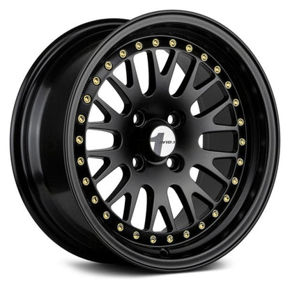 AVID1 Wheels AV12 All Black Gold Rivets - JDMuscleWheelsAV1215804C25BG15x84x100+25mm