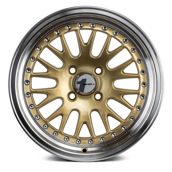 AVID1 Wheels AV12 Gold Machined Lip - JDMuscleWheelsAV1215804C25GD15x84x100+25mm