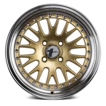 AVID1 Wheels AV12 Gold Machined Lip - JDMuscleWheelsAV1215804C25GD15x84x100+25mm