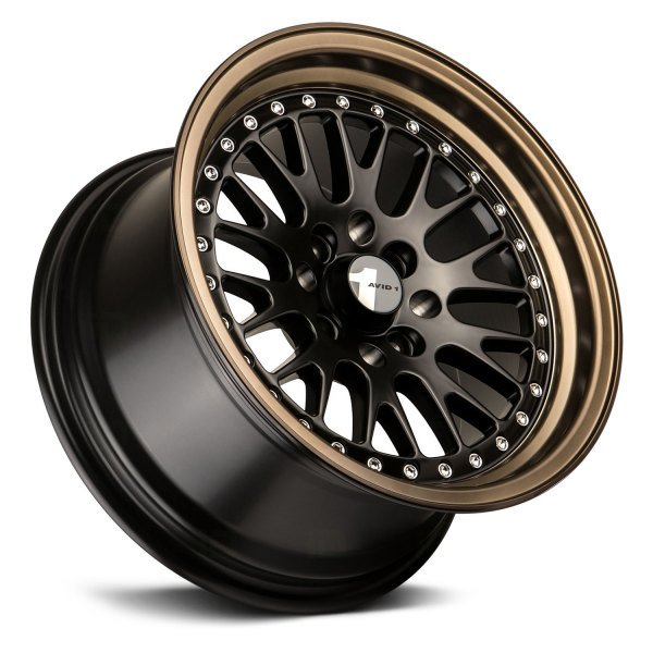 AVID1 Wheels AV12 Matte Black Bronze Lip - JDMuscleWheelsAV1215804C25BZ15x84x100+25mm