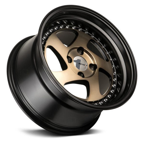 AVID1 Wheels AV19 Bronze Black Lip - JDMuscleWheelsAV1915804C25BZ15x84x100+25mm