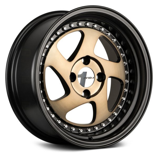 AVID1 Wheels AV19 Bronze Black Lip - JDMuscleWheelsAV1915804C25BZ15x84x100+25mm