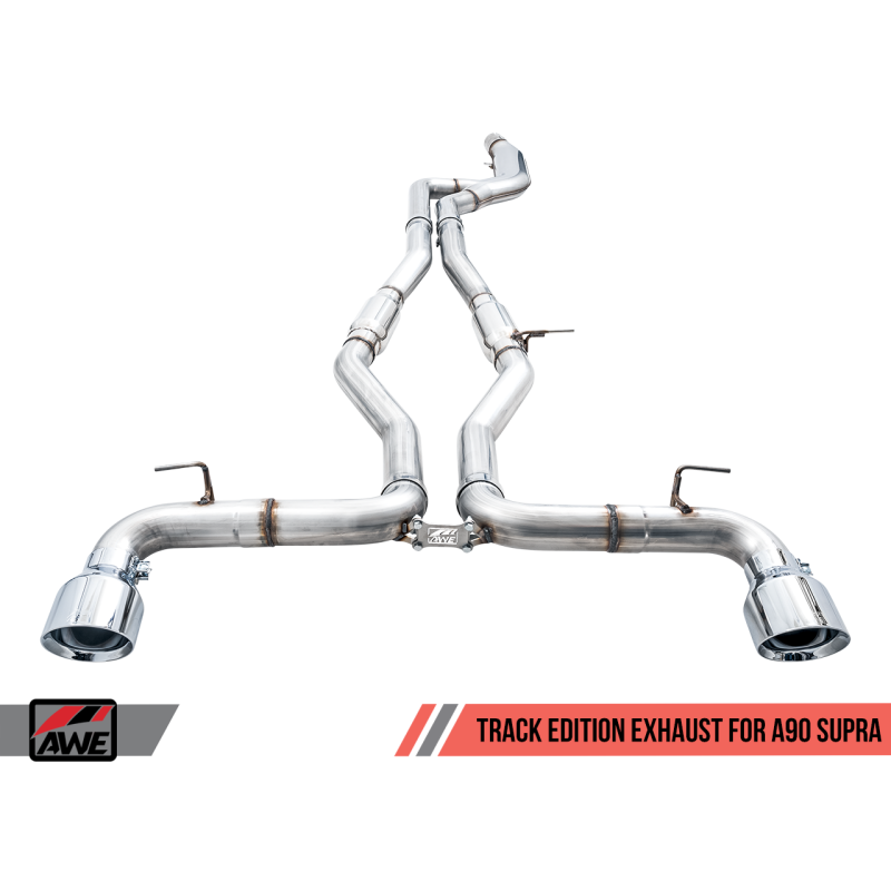 AWE 2020 Toyota Supra A90 Track Edition Exhaust - 5in Chrome Silver Tips (3015-32116)-awe3015-32116-3015-32116-Cat Back Exhaust System-AWE Tuning-JDMuscle