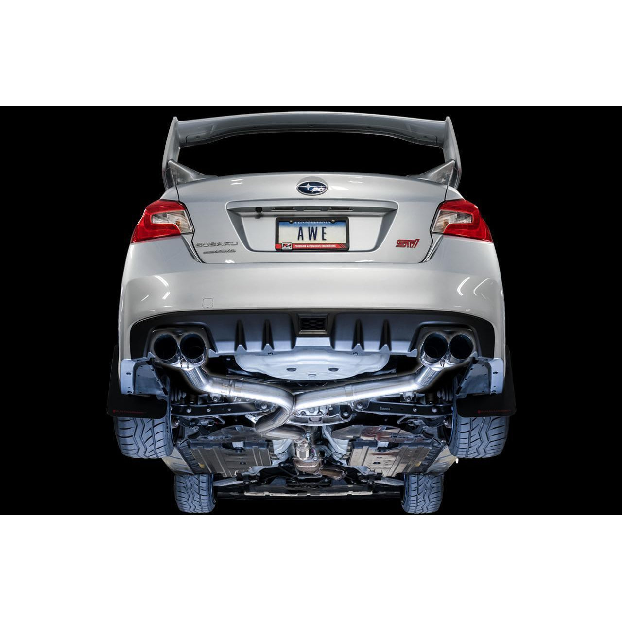 AWE Track Edition Cat Back Exhaust Subaru WRX / STI Sedan 2011-2019 Chrome Silver Quad Tips 102mm (3020-42058)-awe3020-42058-3020-42058-Cat Back Exhaust System-AWE Tuning-JDMuscle