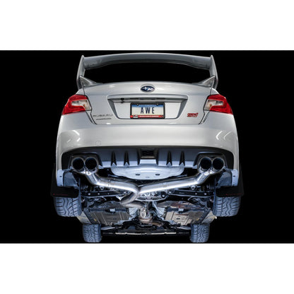 AWE Track Edition Cat Back Exhaust Subaru WRX / STI Sedan 2011-2019 Chrome Silver Quad Tips 102mm (3020-42058)-awe3020-42058-3020-42058-Cat Back Exhaust System-AWE Tuning-JDMuscle