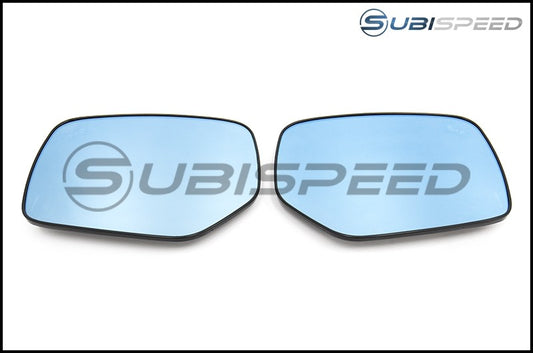 OLM WIDE ANGLE CONVEX MIRRORS WITH TURN SIGNALS, DEFROSTERS, AND BLIND SPOT (BLUE) 2015+ WRX / 2015+ STI | MRL-14-LPBH-BSM