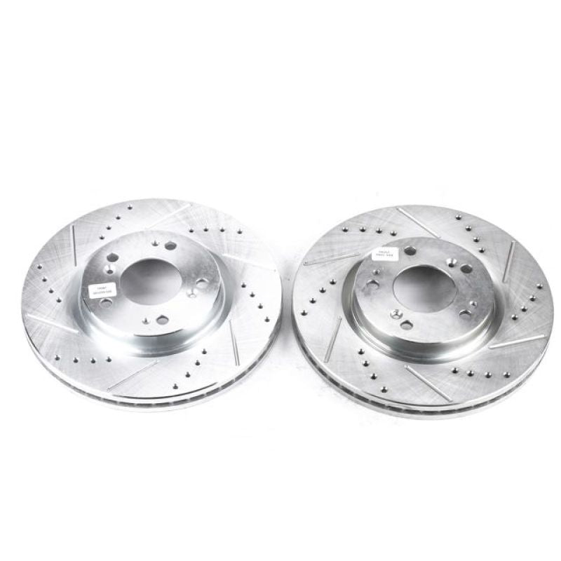 Power Stop Front Evolution Drilled & Slotted Rotors Pair Mitsubishi Eclipse 2006-2012 / Galant 2004-2009 | JBR1101XPR