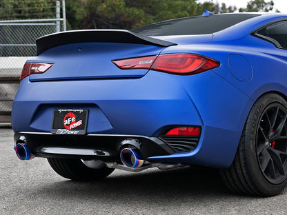 aFe POWER Takeda 2.5in 304 SS CB Exhaust w/ Blue Flame Tips 17-21 Infiniti Q60 V6-3.0L | tt | 49-36134NM-L