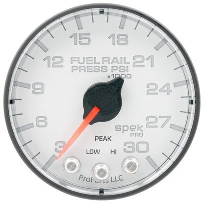 Autometer Spek-Pro 2 1/16in 30KPSI Stepper Motor W/Peak & Warn White/Black Rail Pressure Gauge Universal | P321128