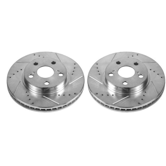 Power Stop Front Evolution Drilled & Slotted Rotors Pair Lexus CT200h 2011-2017 / Toyota Prius 2010-2015 / Prius Plug-In 2012-2015 | JBR1394XPR