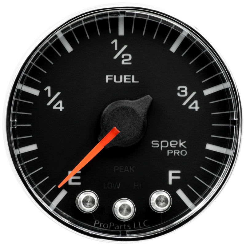 Autometer Spek-Pro Gauge Fuel Level 2 1/16in 0-270 Programmable Black / Chrm Universal | P312318