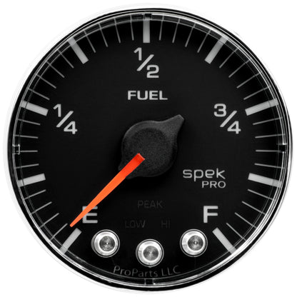 Autometer Spek-Pro Gauge Fuel Level 2 1/16in 0-270 Programmable Black / Chrm Universal | P312318