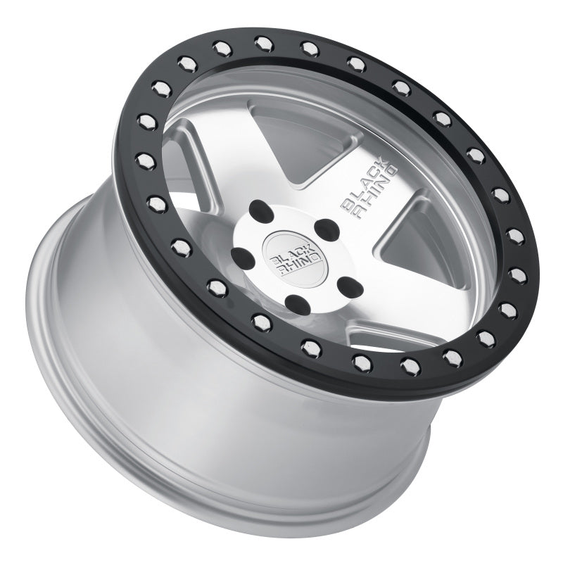 Black Rhino Crawler Beadlock 17x8.5 5x114.3 ET-32 CB 71.6 Silver w/Mirror Face & Black Lip Wheel