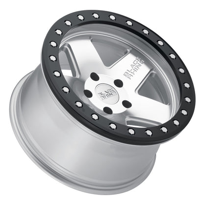 Black Rhino Crawler Beadlock 17x8.5 5x114.3 ET-32 CB 71.6 Silver w/Mirror Face & Black Lip Wheel