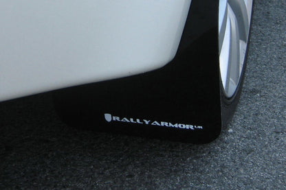 Rally Armor UR Black Mud Flap w/ White Logo Mitsubishi EVO X 2008-2017 | MF10-UR-BLK/WH