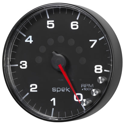 Autometer Spek-Pro Tachometer Gauge 5in 8K Rpm W/Shift Light & Peak Mem Black/Black Universal | P238328