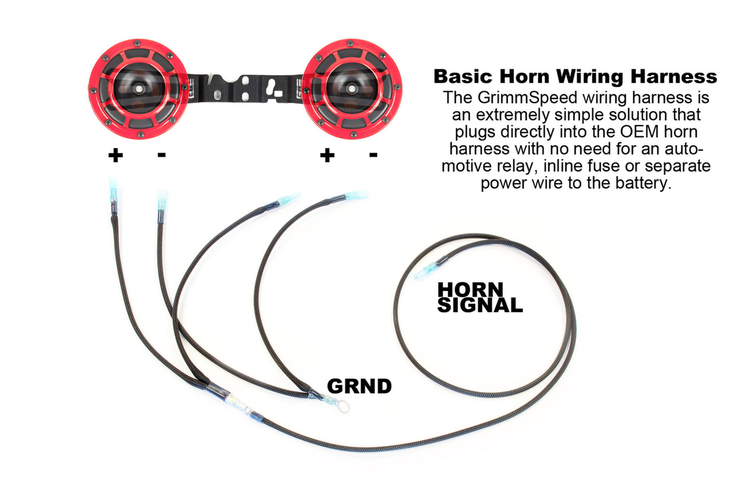 GrimmSpeed Wiring Harness for Hella Horns Subaru 2002-2014 WRX / 2002-2014 STI / 2002-2015 Legacy / 2002-2015 Outback | grm040005