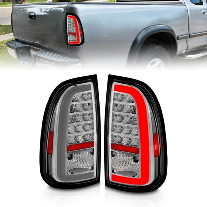 ANZO LED Taillights w/ Light Bar Chrome Housing Clear Lens Toyota Tundra 2000-2006 | 311413