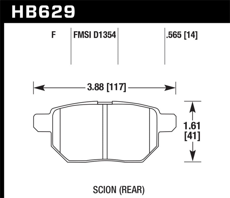 Hawk 08-11 Scion xB / 09-10 Toyota Corolla / 09-10 Matrix / 10 Prius  HPS Street Rear Brake Pads | HB629F.565