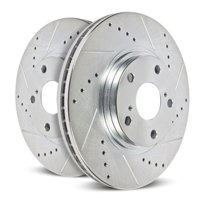 Power Stop Front Evolution Drilled & Slotted Rotors Pair Mazda RX-7 1986-1991 | JBR381XPR