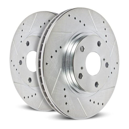 Power Stop Front Evolution Drilled & Slotted Rotors Pair Mazda RX-7 1986-1991 | JBR381XPR