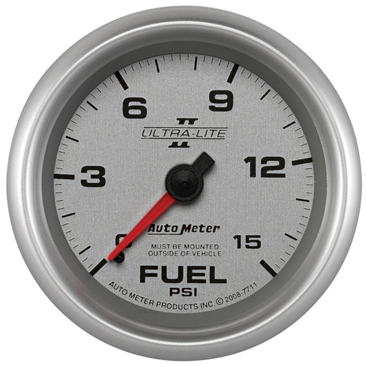 Autometer Ultra-Lite II 2 5/8in 0-15 PSI Mechanical Fuel Pressure Gauge Universal | 7711