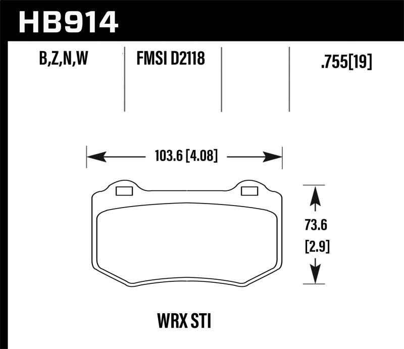Hawk 2018 WRX STI DTC-30 Rear Brake Pads | HB914W.580