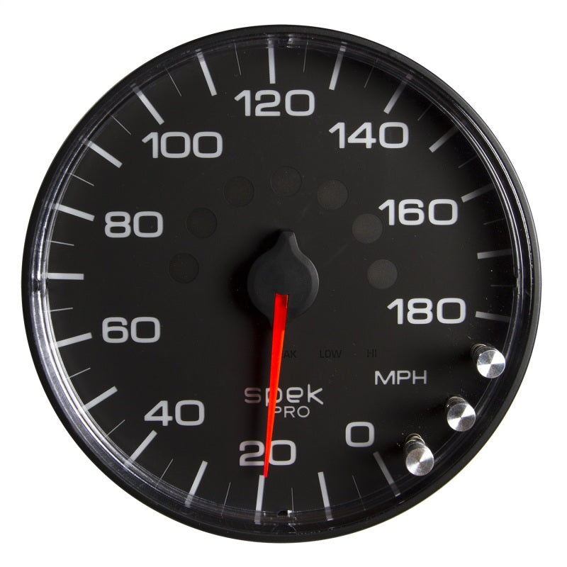 Autometer Spek-Pro Gauge Speedometer 5in 180 Mph Electric Programmable Black/Black Universal | P230328