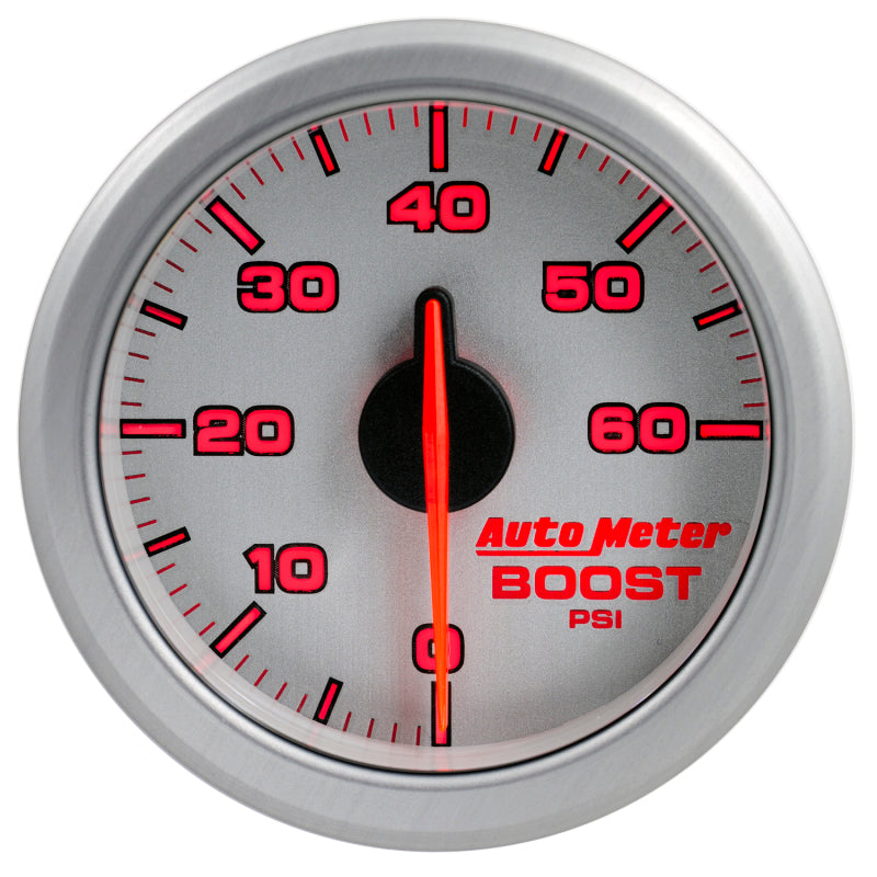 Autometer Airdrive 2-1/6in Boost Gauge 0-60 PSI Silver Universal | 9160-UL