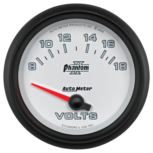 Autometer Phantom II 2-5/8in 18V Electric Voltmeter Gauge Universal | 7891