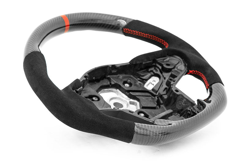 OLM CARBON PRO STEERING WHEEL CARBON FIBER AND ALCANTARA WITH RED STRIPE 2020-21 Toyota A90 Supra | OLMA.70223.1