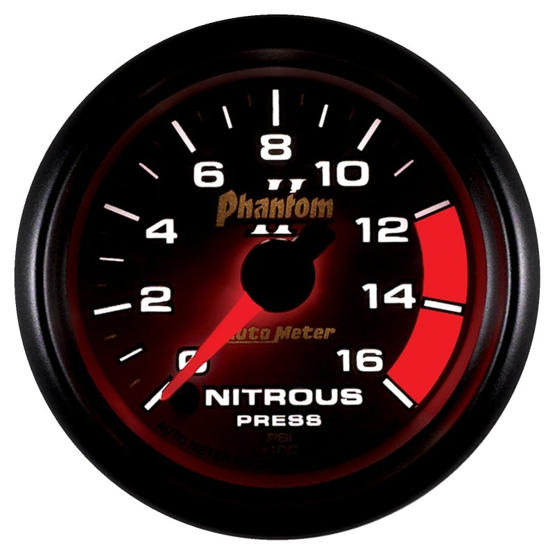 Autometer Phantom II 2-1/16in 0-1600 PSI Electrical Nitrous Pressure Gauge Universal | 7574