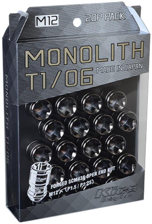 Project Kics 12 x 1.25 Glorious Black T1/06 Monolith Lug Nuts - 4 Pcs | WMN03GK4P