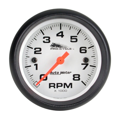 Autometer Pro-Cycle Gauge Tachometer 2 5/8in 8K Rpm 2&4 Cylinder White Universal | 19325