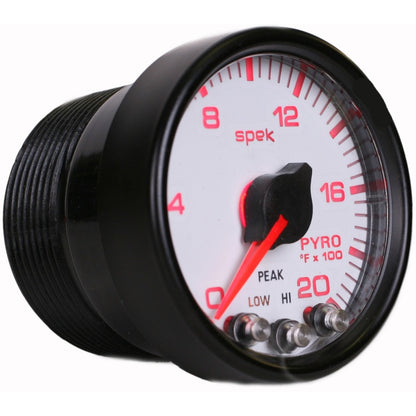 Autometer Spek-Pro EGT Gauge Pyro. 2 1/16in 2000f Stepper Motor W/Peak & Warn White / Black Universal | P31012