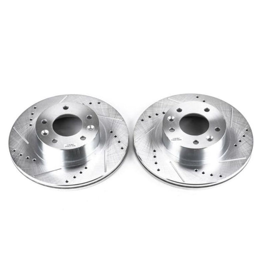 Power Stop Front Evolution Drilled & Slotted Rotors Pair Mazda RX-7 1993-1995 | JBR760XPR