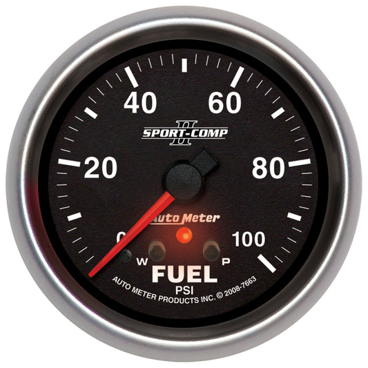 Autometer Sport-Comp II 2-5/8in 0-100 PSI Full Sweep Electronic Fuel Pressure Gauge Universal | 7663