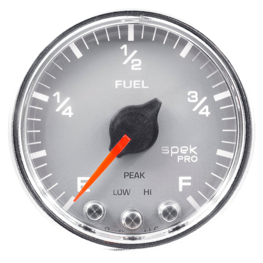 Autometer Spek-Pro Gauge Fuel Level 2 1/16in 0-270 Programmable Silver / Chrm Universal | P312218