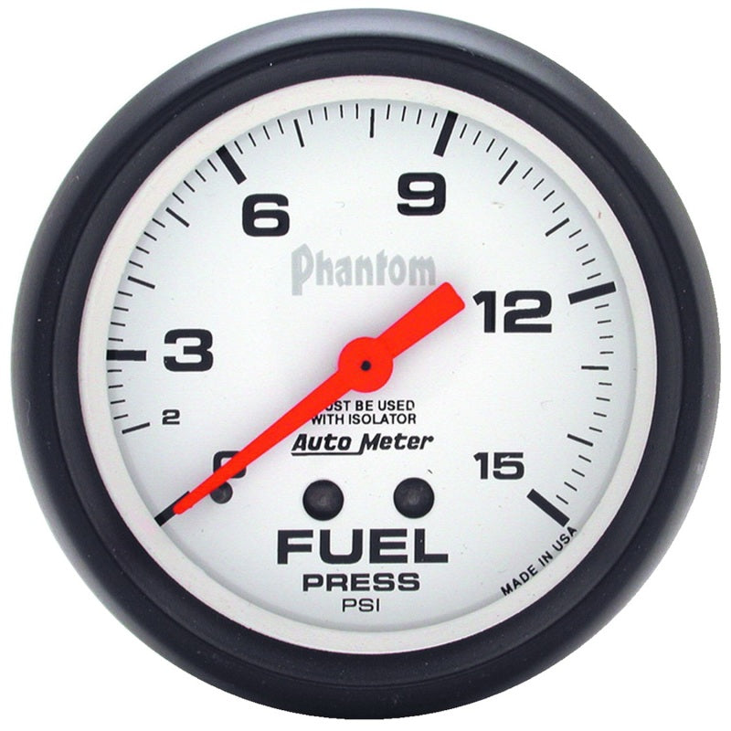 Autometer Phantom 2 5/8in 15psi Mechanical w/ Isolator Fuel Pressure Gauge Universal | 5813