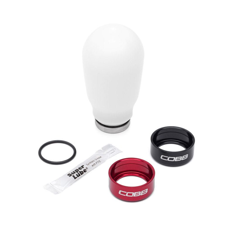 Cobb Subaru 6 - Speed Tall Weighted COBB Knob - White - Incl. Both Red + Blk Collars - JDMuscleShift Knobscobb213370-W