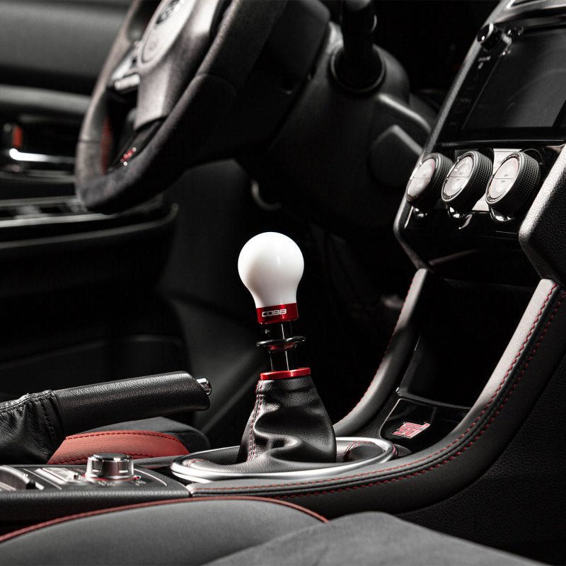 COBB Weighted Round Delrin Shift Knob White w/ Interchangeable Base 6 Speed Subaru Models - JDMuscleShift Knobscobb213360-W
